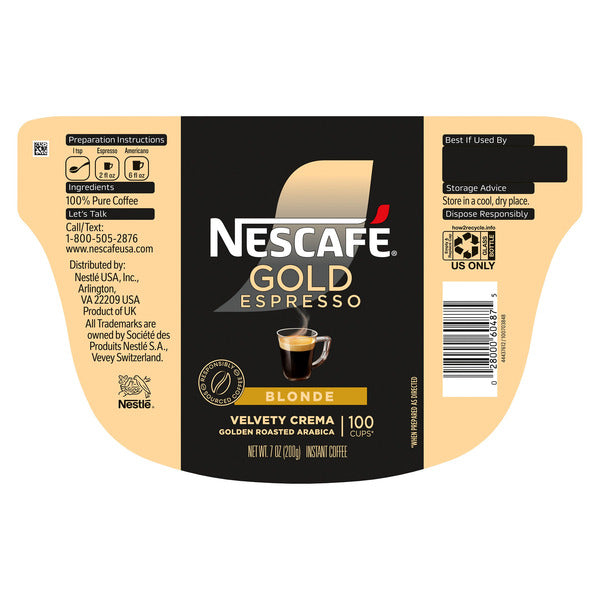 Nescafé Blond Gold Instant Espresso, 7 oz