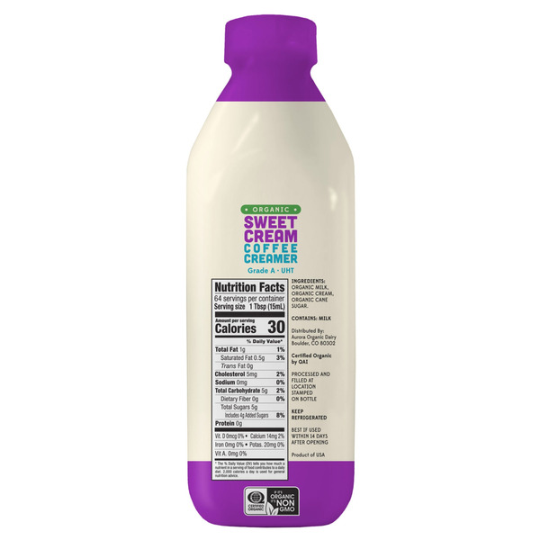 High Meadow Organic Sweet Cream Coffee Creamer, 32 fl oz, 2-count