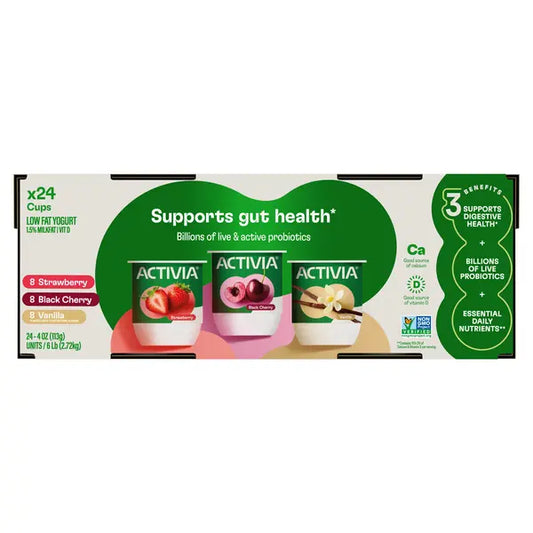Activia Low Fat Yogurt Variety Pack, 4 oz, 24-count