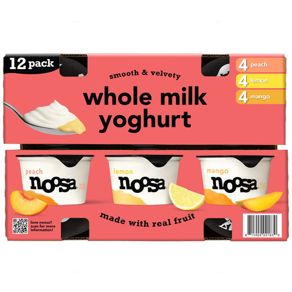 Noosa Whole Milk Yogurt Variety Pack, 4 oz, 12-count