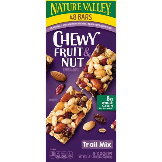 Nature Valley Fruit & Nut Chewy Granola Bars, Trail Mix, 1.2 oz, 48 ct