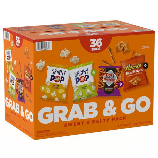 Sweet and Salty Grab and Go Variety Snack Pack, Popcorn and Pretzels, 36-count
