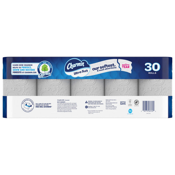 Charmin Ultra Soft Bath Tissue, 2-Ply, 4.5'' x 4.2'', 197 Sheets, 30 ct