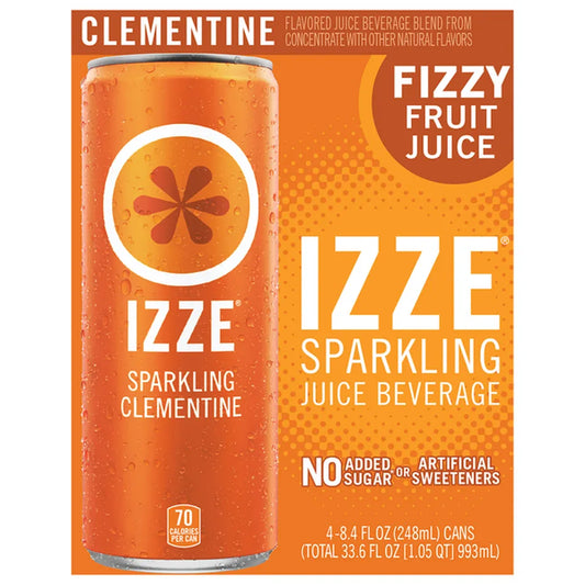 IZZE Sparkling Juice Beverage Sparkling Clementine, 4 Count