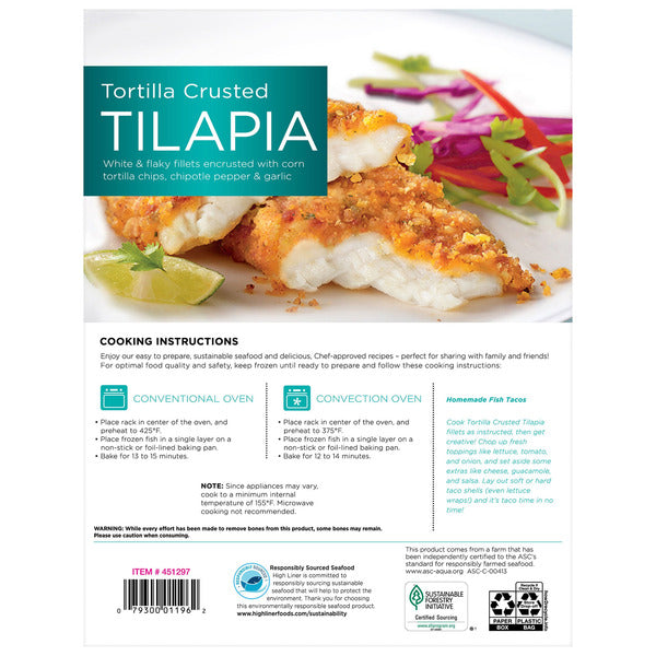 Sea Cuisine Tortilla Crusted Tilapia, 2 lbs