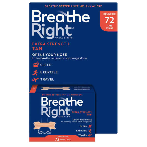 Breathe Right Extra Strength Nasal Strips, Tan, 72 count