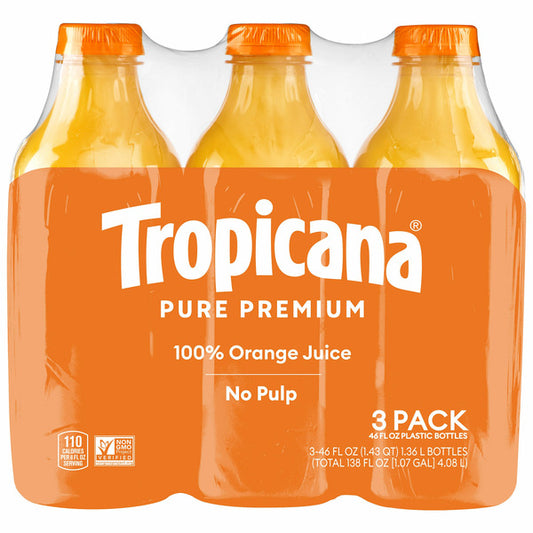 Tropicana Pure Premium Orange Juice, 46 oz, 3-count