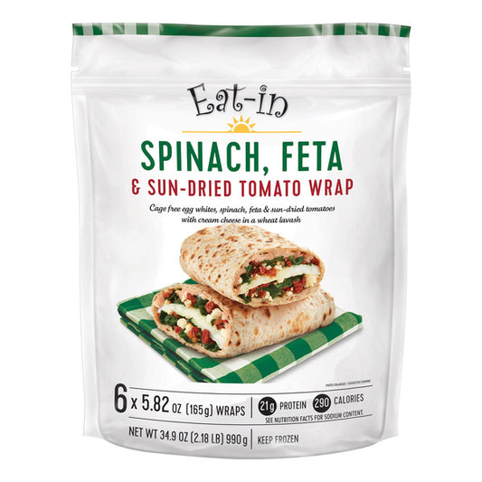 Eat in Foods Spinach, Feta and Sun-Dried Tomato Wrap, 5.8 oz, 6-count