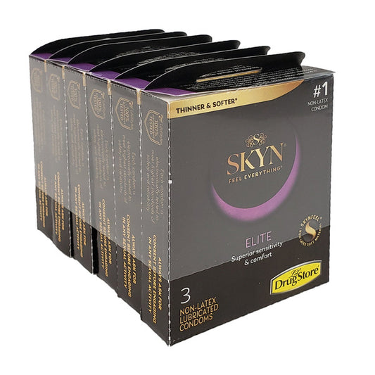 SKYN Elite Condoms, Non-Latex, Lubricated, 3 per Pack, 6 Trial Packs