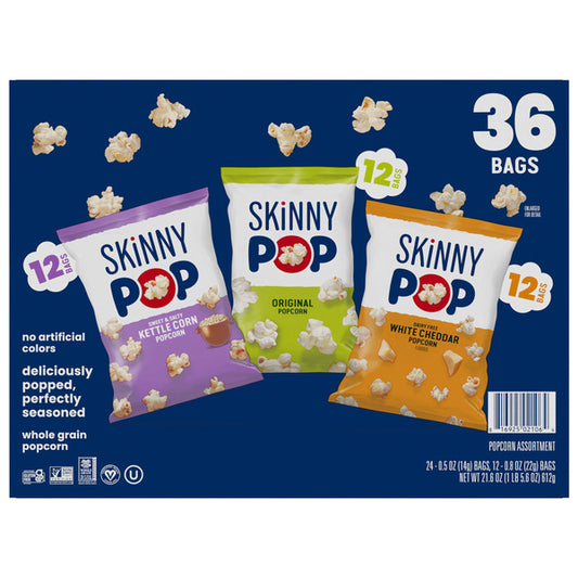 SkinnyPop Popcorn Variety Pack 36 ct, .5 oz