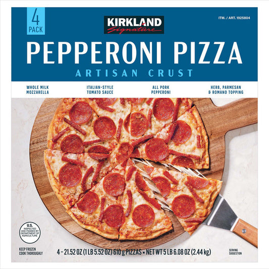 Kirkland Signature Artisan Crust Pepperoni Pizza, 21.52 oz, 4-count