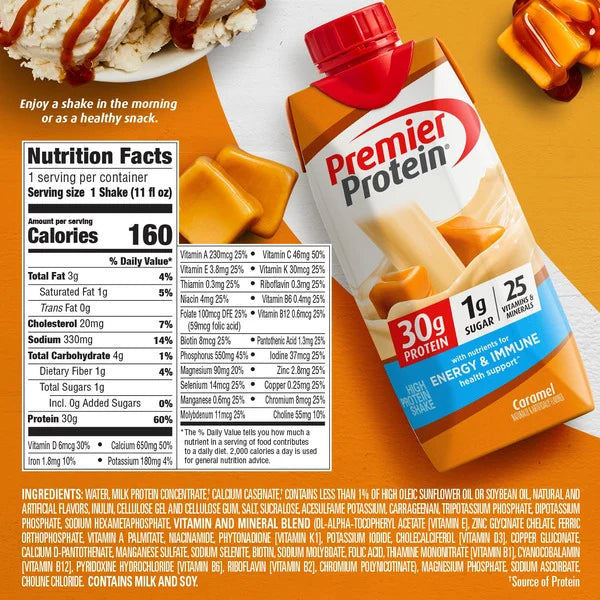 Premier Protein Shake, 30g Protein, Caramel, 11 fl oz, 18 ct