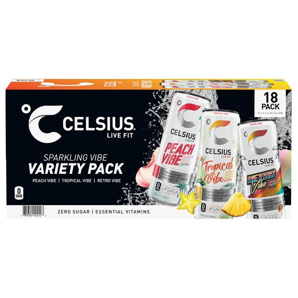 CELSIUS Energy Drink, Variety Pack, 12 fl oz, 18 ct