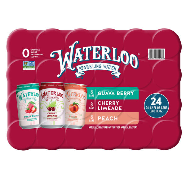 Waterloo Sparkling Water Variety Pack, 12 fl oz, 24-count