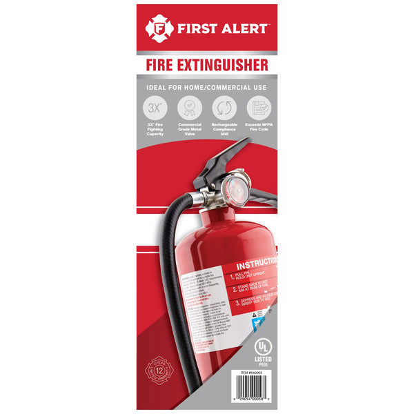 First Alert Rechargeable Heavy Duty Fire Extinguisher UL Rated 3-A:40-BC*