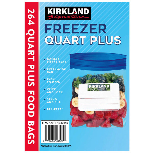Kirkland Signature Freezer Quart Plus Bags, 264-count – Veruca San