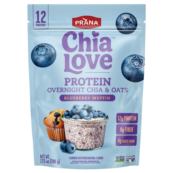 Prana Protein Overnight Chia & Oats Blueberry Muffin, 27.5 oz