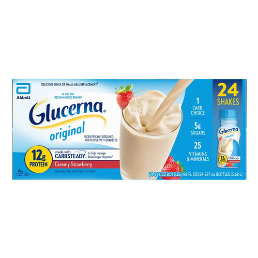 Glucerna Diabetic Nutritional Shake, Creamy Strawberry, 8 fl oz, 24 ct