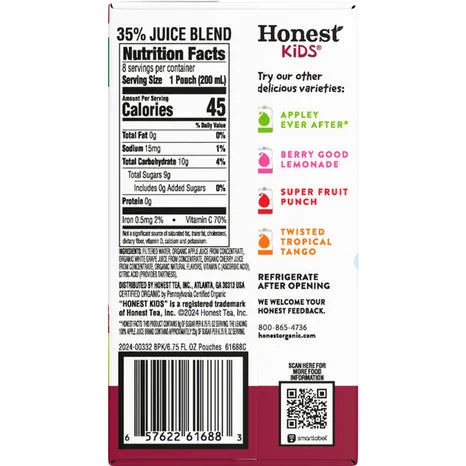 Honest Kids Organic Cherry Go Round Fruit Juice 8 ct, 6.75 oz