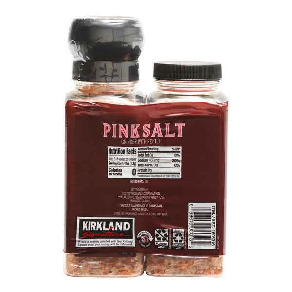 Kirkland Signature Pink Salt, Grinder with Refill, 13 oz each, 2-count