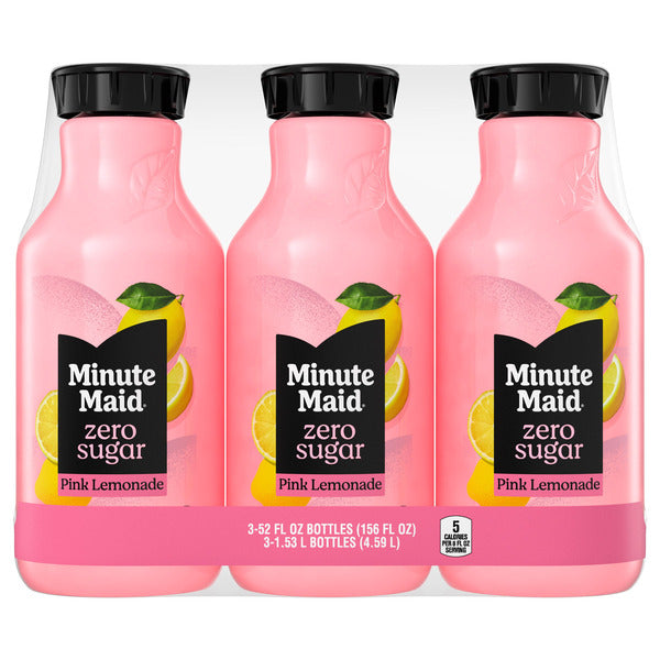 Minute Maid Zero Sugar Pink Lemonade, 52 fl oz, 3-count