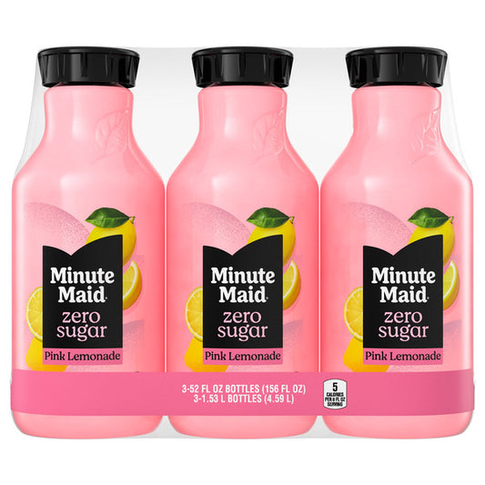Minute Maid Zero Sugar Pink Lemonade, 52 fl oz, 3-count
