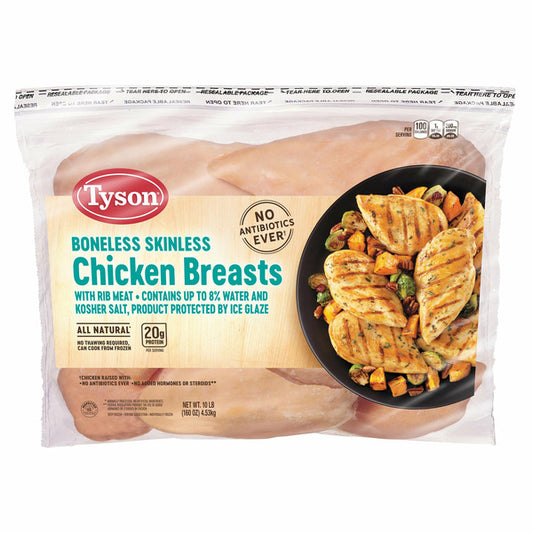 Tyson Boneless Skinless Chicken Breasts, 10 lbs