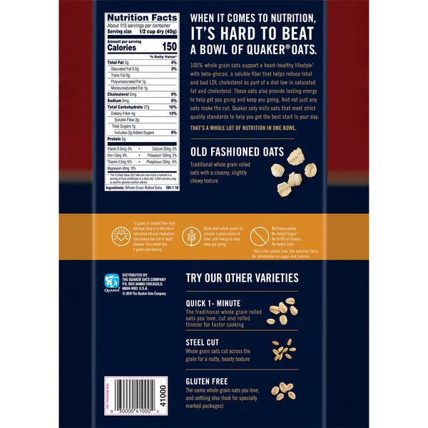 Quaker Oats Old Fashioned Oatmeal, 10 lbs
