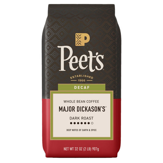 Peet's Coffee, Major Dickason's Blend Decaf Coffee, Dark Roast, Whole Bean, 2 lbs