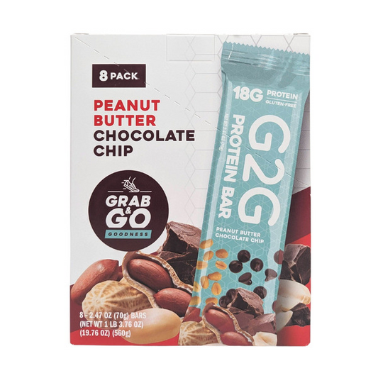 G2G Protein Bar, Peanut Butter Chocolate Chip, 2.47 oz, 8-count