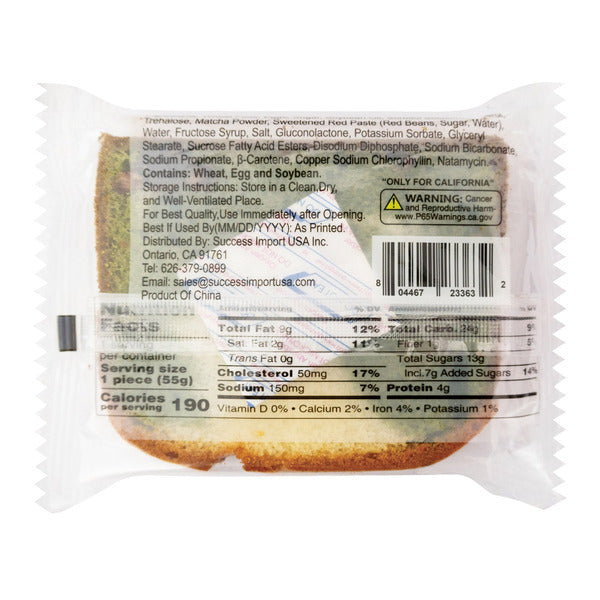Success Import Matcha Red Bean Cake, 1.94 oz, 16-count