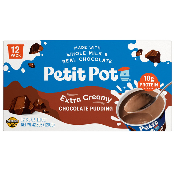 Petit Pot Creamy Chocolate Pudding with 10g of Protein, 3.5 fl oz, 12-count