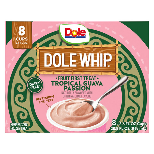 Dole Whip Frozen Treat, Tropical Guava Passion, 3.6 oz, 8-count