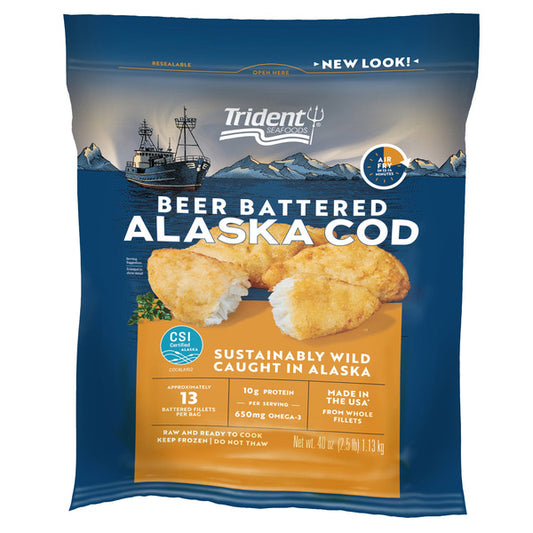 Trident Seafoods Wild Alaskan Beer Battered Cod, 2.5 lbs