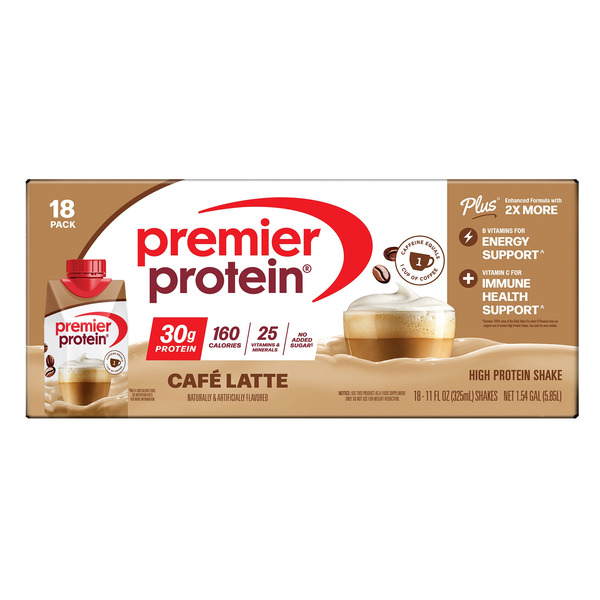 Premier 30g Protein Shakes 11 fl. oz, 18-pack, Cafe Latte