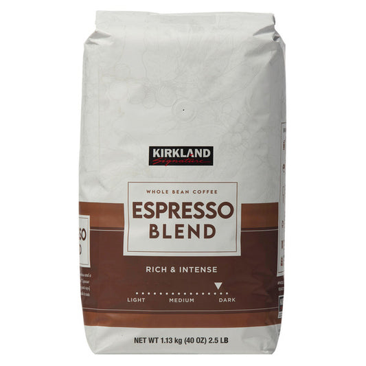 Kirkland Signature Espresso Blend Whole Bean Coffee, Dark Roast, 2.5 lbs