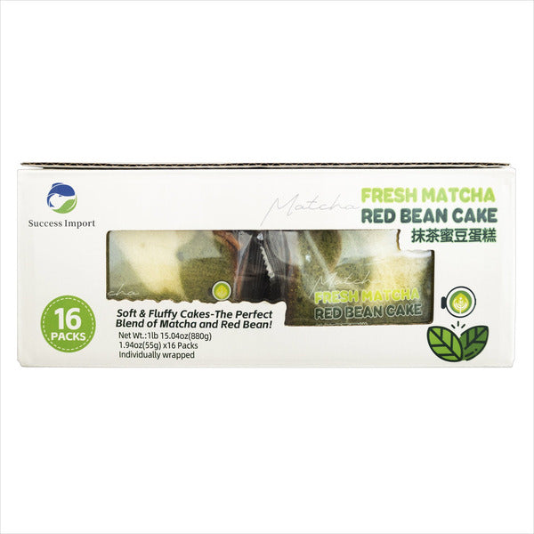 Success Import Matcha Red Bean Cake, 1.94 oz, 16-count