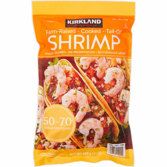 Kirkland Signature Cooked Shrimp, 50-70 Farm Raised Tail Off,  2 lb