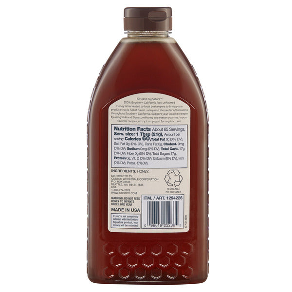 Kirkland Signature SoCal Raw Unfiltered Honey, 3 lbs