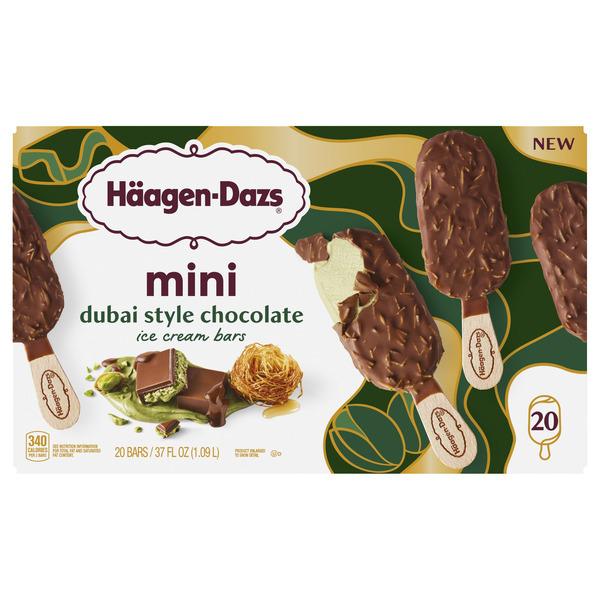 Haagen Dazs Dubai Style Chocolate Mini Ice Cream Bars, 1.85 fl oz, 20-count