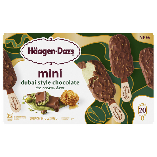 Haagen Dazs Dubai Style Chocolate Mini Ice Cream Bars, 1.85 fl oz, 20-count