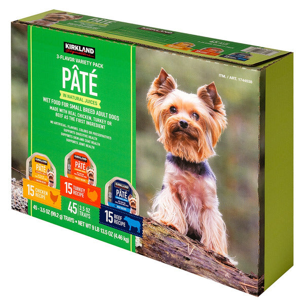 Kirkland Signature Pate Wet Dog Food Variety Pack, 3.5 oz, 45