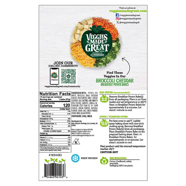 Veggies Made Great Broccoli Cheddar Breakfast Potato Bakes, 18-count
