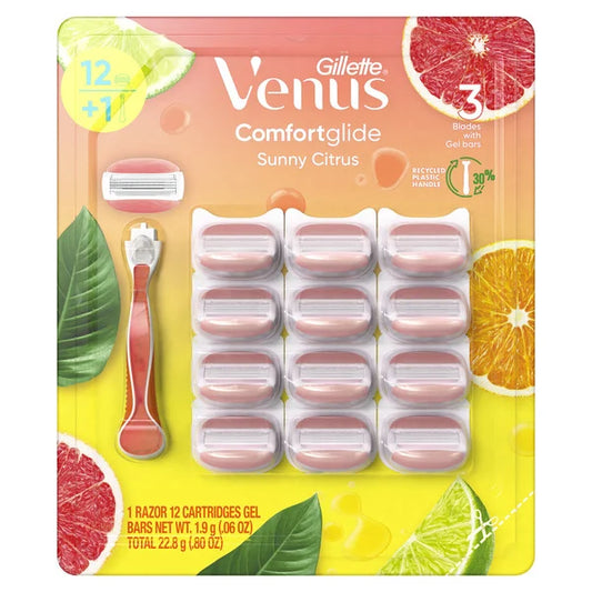 Gillette Venus Comfort Glide Sunny Citrus, 1 Razor + 12 Cartridges Gel