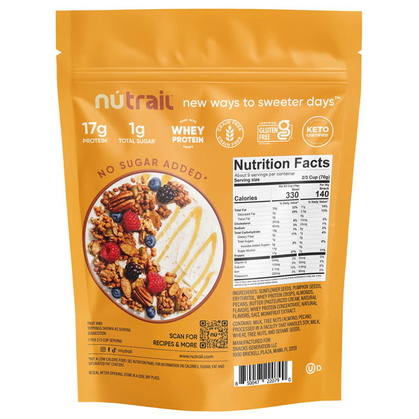 NuTrail 17g Protein Nut Granola, Honey Nut, 22 oz
