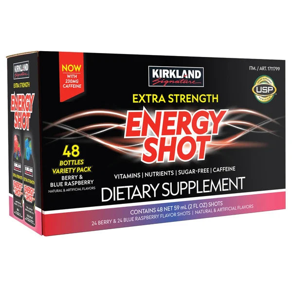 Kirkland Signature Extra Strength Energy Shot, 2 fl oz, 48 Count
