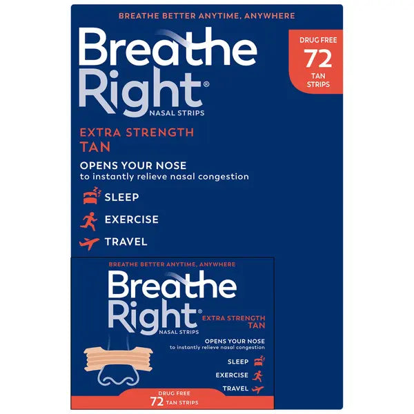 Breathe Right Extra Strength Nasal Strips, Tan, 72 count