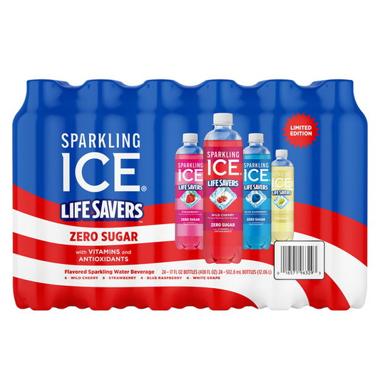 Sparkling Ice Life Savers Flavored Sparkling Water Variety Pack, 17 fl oz, 24-count