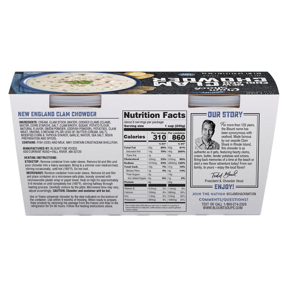 Blount Clam Shack New England Clam Chowder, 24 oz, 2-count