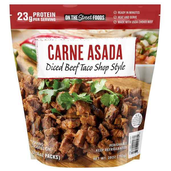 On The Street Foods Beef Taco Style Carne Asada, 28 oz